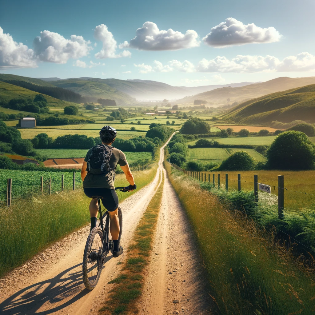 Pèlerin à vélo sur le chemin de Compostelle